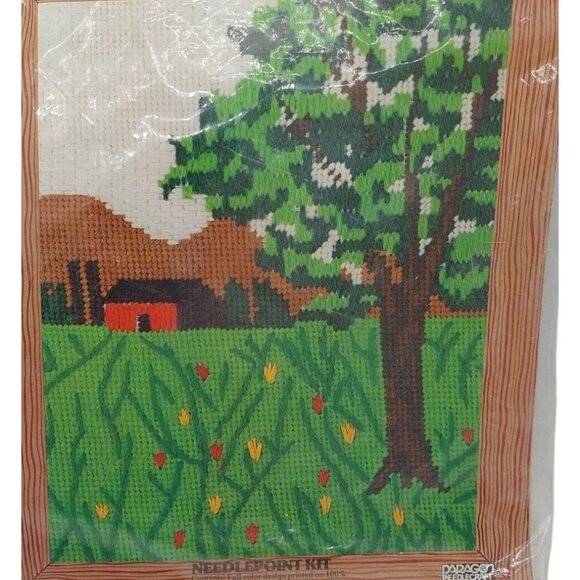 Paragon Needlecraft Farm Scene 5405 Needlepoint Kit Fits 8X10 Frame 1977 - Picture 3 of 4